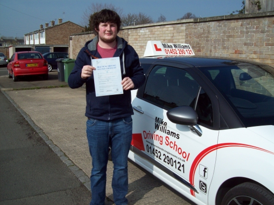 Congratulations to Tom Gennaio of Gloucester who passed his Practical Driving Test in Gloucester<br />
<br />
A few nerves during your warm up hour seemed to disappear as soon as you got in the car with your examiner…and you drove beautifully The pastilles really worked a treat<br />
<br />
I really hope you get a ‘set of wheels’ real soon…Ferrari for the Italian in you<br />
<br />
Once again many congratula