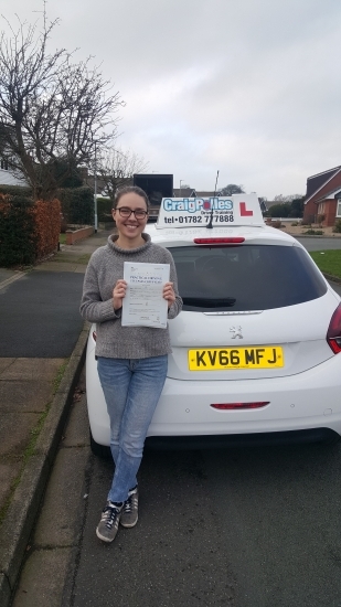 A big congratulations to Sophie Harris, who has passed her driving test at Cobridge Driving Test Centre.<br />
At her First attempt and with just 4 driver faults.<br />
Well done Sophie- safe driving from all at Craig Polles Instructor Training and Driving School. 🙂🚗<br />
Instructor-Dave Wilshaw