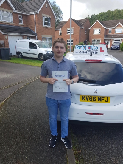 A big congratulations to Adieren Gerrity, who has passed his driving test today at Cobridge Driving Test Centre, at his First attempt and with just 5 driver faults.<br />
Well done Adieren - safe driving from all at Craig Polles Instructor Training and Driving School. 🙂🚗<br />
Instructor-Dave Wilshaw