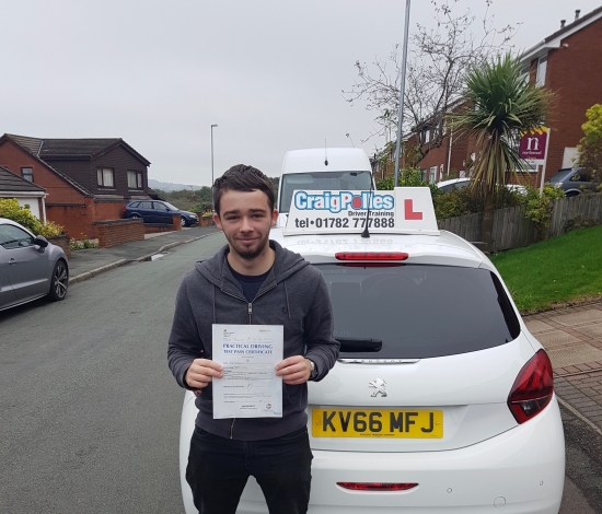 A big congratulations to Kia Tomas, who has passed his driving test today at Cobridge Driving Test Centre, at his First attempt with just 4 driver faults.<br />
Well done Kia- safe driving from all at Craig Polles Instructor Training and Driving School. 🙂🚗<br />
Instructor-Dave Wilshaw