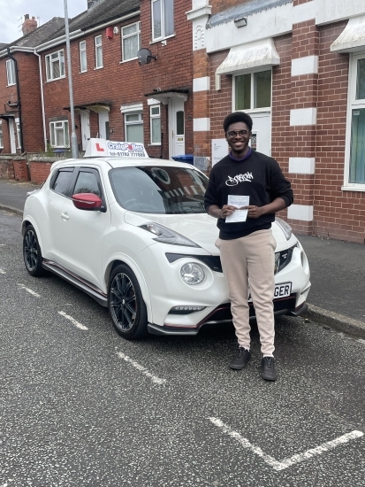 A big congratulations to Mickey ´OG´ Opoku.🥳<br />
Mickey passed his driving test today at Cobridge Driving Test Centre, with just 1 driver fault.<br />
Well done Mickey- safe driving from all at Craig Polles Instructor Training and Driving School. 🙂🚗<br />
Driving instructor-Andrew Corrigan