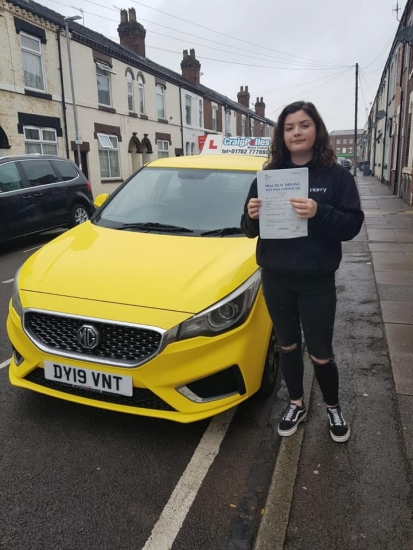 A big congratulations to Nuala McMillan, who has passed her driving test today at Cobridge Driving Test Centre, with 6 driver faults.<br />
Well done Nuala- safe driving from all at Craig Polles Instructor Training and Driving School. 🙂🚗<br />
Instructor-Paul Lees