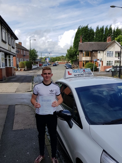 A big congratulations to Callum Pugh Callum passed his driving test today at Cobridge Driving Test Centre with just 1 driver fault <br />
<br />
Well done Callum - safe driving from all at Craig Polles instructor training and driving school 🚗😀