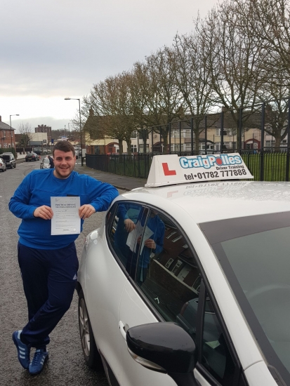 A big congratulations to Dom Casey, who has passed his driving test today at Cobridge Driving Test Centre, with 6 driver faults.<br />
<br />
Well done Dom - safe driving from all at Craig Polles Instructor Training and Driving School. 🚗😀