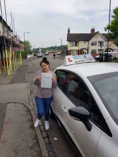 A big congratulations to Gina, who has passed her driving test at Cobridge Driving Test Centre with just 5 driver faults.<br />
Well done Gina - safe driving from all at Craig Polles Instructor Training and Driving School. :)<br />
Instructor-Greg Tatler