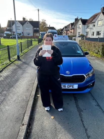 A big congratulations to Miley Williams.🥳<br />
Miley passed her driving test today at Cobridge Driving Test Centre. First attempt and with just 4 driver faults.<br />
Well done Miley safe driving from all at Craig Polles Instructor Training and Driving School. 🙂🚗<br />
Driving instructor-Stephen Cope
