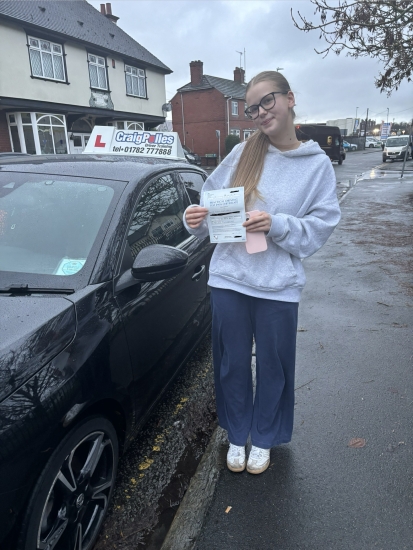 A big congratulations to Maise Kelly.🥳<br />
Maise passed her driving test today at Cobridge Driving Test Centre. First attempt and with just 2 driver faults.<br />
Well done Maise safe driving from all at Craig Polles Instructor Training and Driving School. 🙂🚗<br />
Driving instructor-Anita Pepper