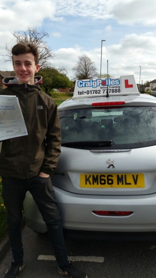 A big congratulations to Jack Holt Jack passed his<br />
<br />
driving test today at Cobridge Driving Test Centre first time and with just 3 driver faults <br />
<br />
Well done Jack - safe driving from all at Craig Polles Instructor Training and Driving School 🚗😀