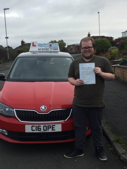 A big congratulations to Jake Rogerson Jake passed his driving test today at Cobridge Driving Test Centre first time and with just 4 driver faults<br />
<br />
Well done Jake - safe driving from all at Craig Polles instructor training and driving school 🚗😀