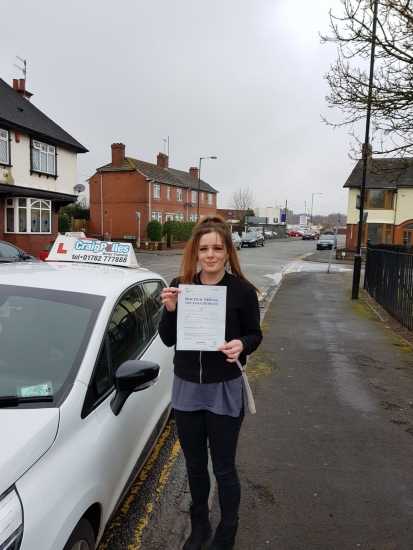 A big congratulations to Jemma Hanson, who has passed her driving test today at Cobridge Driving Test Centre, at her First attempt and with just 3 driver faults.<br />
<br />
Well done Jemma - safe driving from all at Craig Polles Instructor Training and Driving School. 🚗😀