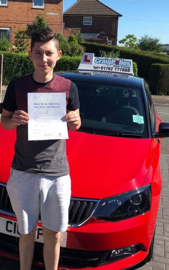 A big congratulations to Josh Griffiths, who has passed his driving test toady at Cobridge Driving Test Centre.<br />
First attempt and with just 7 driver faults.<br />
Well done Josh - safe driving from all at Craig Polles Instructor Training and Driving School. :)<br />
Instructor-Stephen Cope