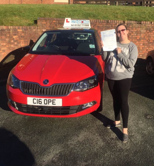 A big congratulations to Kellian Cooper Kellian passed her<br />
<br />
driving test today at Cobridge Test Centre First time and with just 5 driver faults <br />
<br />
Well done Kellian - safe driving from all at Craig Polles Instructor Training and Driving School 🚗😃