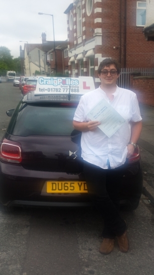 A big congratulations to Kerain Boden Kerain passed his driving test today at Cobridge Driving Test Centre with just 5 driver faults <br />
<br />
Well done Kerain - safe driving from all at Craig Polles Instructor Training and Driving School 🚗😀