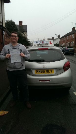 A big congratulations to Nick Leatherland Nick passed his<br />
<br />
driving test today at Cobridge Test Centre with just 2 driver faults <br />
<br />
Well done Nick - safe driving from all at Craig Polles Instructor Training and Driving School 🚗😃