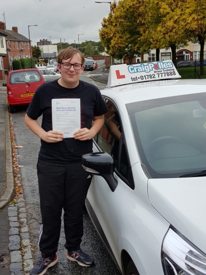 A big congratulations to Nick Meyrick, who has passed his driving test today, at Cobridge Driving Test Centre, with just 5 driver faults.<br />
Well done Nick- safe driving from all at Craig Polles Instructor Training and Driving School. 😀🚗<br />
Instructor-Greg Tatler.