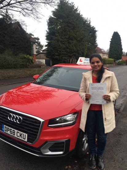A big congratulations to Seetha Rinil, who has passed her driving test today at Buxton Driving Test Centre, on her First attempt and with 7 driver faults.<br />
Well done Seetha- safe driving from all at Craig Polles Instructor Training and Driving School. 🙂🚗<br />
Instructor-Ashlee Kurian