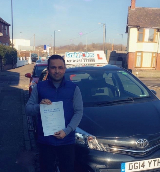 A big congratulations to Anser Mahmood, who has passed his driving test today at Cobridge Driving Test Centre, at his First attempt and with 0 driver faults.<br />
Well done Anser - safe driving from all at Craig Polles Instructor Training and Driving School. 🚗😀<br />
Instructor-Saida Nawaz