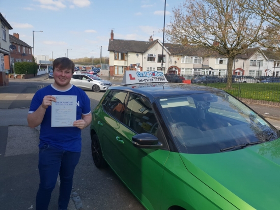 A big congratulations to Cameron Rew, who has passed his driving test today at Cobridge Driving Test Centre, with just 5 driver faults.<br />
Well done Cameron- safe driving from all at Craig Polles Instructor Training and Driving School. 🙂🚗<br />
Instructor-Jamie Lees