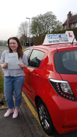 A big congratulations to Emily Tunnicliffe, who has passed her driving test today at Newcastle Driving Test Centre, with just 6 driver faults.<br />
Well done Emily- safe driving from all at Craig Polles Instructor Training and Driving School. 🙂🚗<br />
Instructor-Perry Warburton