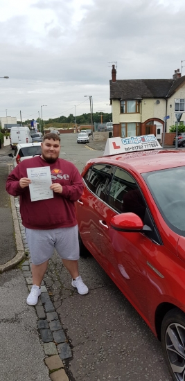 A big congratulations to Kieran Prince, who has passed his driving test today at Cobridge Driving Test Centre, at his First attempt and with just 3 driver faults.<br />
Well done Kieran - safe driving from all at Craig Polles Instructor Training and Driving School. 🙂🚗<br />
Instructor-Greg Tatler
