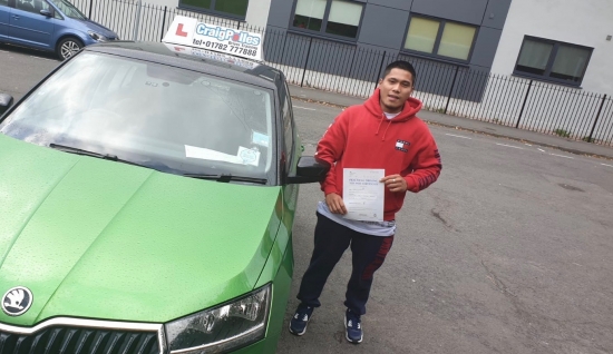 A big congratulations to Jomar Eustaquio, who has passed his driving test today at Cobridge Driving Test Centre, with just 4 driver faults.<br />
Well done Jomar- safe driving from all at Craig Polles Instructor Training and Driving School. 🙂🚗<br />
Instructor-Jamie Lees