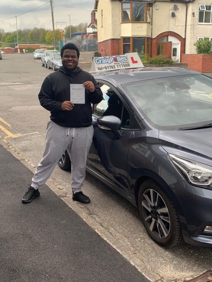 A big congratulations to Mufaro Mahleki. Mufaro passed his driving test today at Cobridge Driving Test Centre, with 7 driver faults. <br />
Well done Mufaro - safe driving from all at Craig Polles Instructor Training and Driving School. 🙂🚗<br />
Driving instructor-Joe O´Byrne