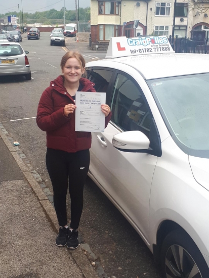 A big congratulations to Rebecca Hargreaves, who has passed her driving test today at Cobridge Driving Test Centre, on her First attempt and with just 1 driver fault.<br />
Well done Rebecca- safe driving from all at Craig Polles Instructor Training and Driving School. 🙂🚗<br />
Instructor-Gareth Butler