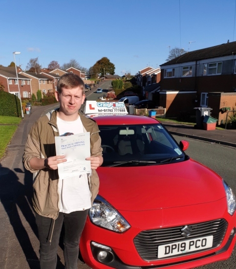 A big congratulations to Fin Colclough, who has passed his driving test today at Cobridge Driving Test Centre, at his First attempt and with 7 driver faults.<br />
Well done Fin - safe driving from all at Craig Polles Instructor Training and Driving School. 🙂🚗<br />
Instructor-Andy Crompton