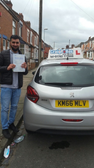 A big congratulations to Sohail Hussain Sohail passed his<br />
<br />
driving test today at Cobridge Driving Test Centre with just 1 driver fault <br />
<br />
Well done Sohail - safe driving from all at Craig Polles Instructor Training and Driving School 🚗😃