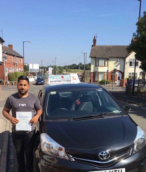 A big congratulations to Umar Abrar Hussain, who has passed his driving test today at Cobridge Driving Test Centre.<br />
First attempt and with just 2 driver faults.<br />
Well done Umar- safe driving from all at Craig Polles Instructor Training and Driving School. 🙂<br />
Instructor-Saiqa Nawaz