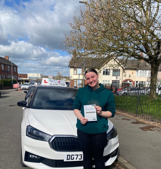 A big congratulations to Emily Roberts.🥳<br />
Emily passed her driving test at Cobridge Driving Test Centre. First attempt and with 7 driver faults.<br />
Well done Emily safe driving from all at Craig Polles Instructor Training and Driving School. 🙂🚗<br />
Driving instructor-Jane Chesters