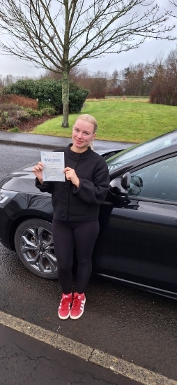 Isla Mitchell from Kilmarnock passed her driving test FIRST TIME at Irvine Driving Test Centre with only FOUR faults.Despite challenging driving conditions including heavy rain and flooded roads Isla produced an excellent drive on the big day.Isla´s consistency and dedication during her lessons really paid off, she sailed through the revised driving test test including more high speed ro