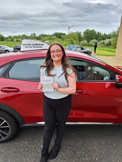 Eden Sloway from Galston passed her driving test FIRST TIME at Irvine Driving Test Centre.<br />
Eden has shown herself to be a careful and safe driver throughout her lessons and has definitely proved this beyond doubt today. Eden waited until she was fully ready to drive on her own before attempting the test and achieved this outstanding result!