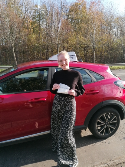 Faye McLaughlin from Kilmarnock passed her test at Irvine Driving Test Centre FIRST TIME with only FIVE DRIVING FAULTS. Faye put in a lot of practice before her test with lessons in cold, dark, wet conditions. She also regularly drove her family around in the family car. All this practice paid off today with a great result.