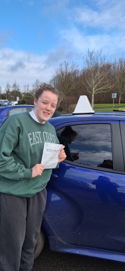 Abbey Kennedy from Kilmarnock passed her driving test FIRST TIME at Irvine driving test centre.<br />
Abbey put in a great deal of practice in her own car and was supported in this by her parents which contributed heavily to her excellent test result.<br />
In addition, Abbey really showed up at every lesson and took the opportunity to make the most of every hour in the car by being present and making the m
