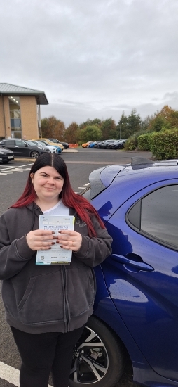 Stephanie Cornwell from NNewmilns passed her driving test FIRST TIME at Irvine driving test centre.Stephanie maintained consistent lessons and really went the extra mile to give 100% to every drive, ensuring that she reached a good standard of driving by test day.