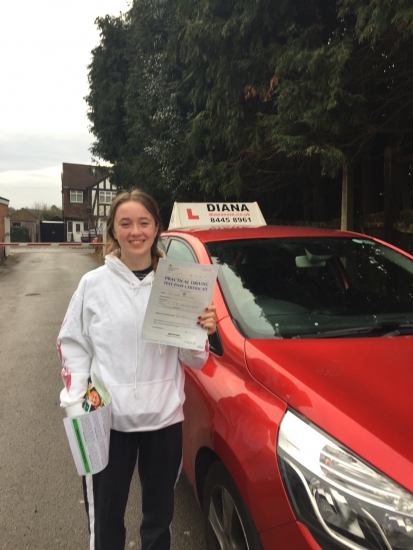 Diana thank you so much for all your all your help and patience with my driving!! you did everything possible to help me to pass first time and it worked :)