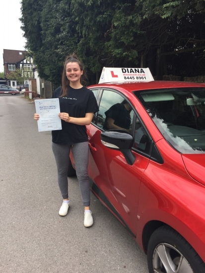 thank you so much diana! you made me feel confident and comfortable driving and i could never have done it without you! can´t recommend you enough! Thanks so much! xx