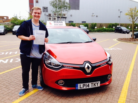 Well done Jamie so pleased you passed first time You deserve it - no more worrying All the best for the future Diana:-