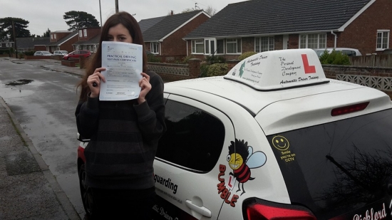 Congratulations to Corrina on passing her Automatic Driving Test this morning at ‪#‎Norwich‬ MPTC in ‪#‎Bumble‬ <br />
<br />
Well done on a fantastic drive just missing out on that clean sheet<br />
<br />
Enjoy playing batman at ‪#‎Christmas‬ amp; joining the mums taxi club Keep yourself safe out there and I will look forward to seeing you for that ‪#‎Passplus‬ in the new year<br />
<br />
wwwtpdct