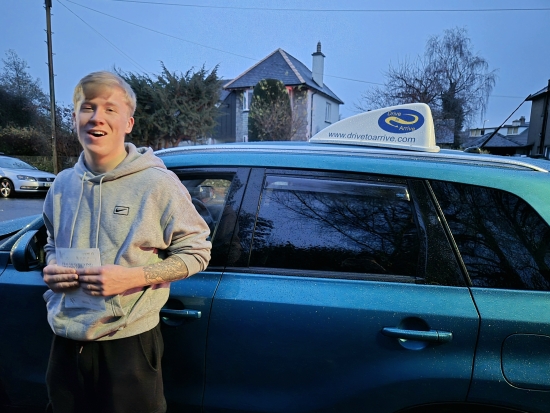 A big congratulations to Harrison for passing his test today, with a great drive in the rain and dusk. Stay safe and enjoy your new freedom. Thanks for choosing Drive to Arrive.