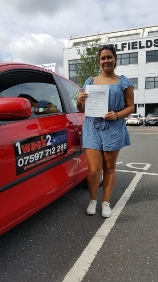 Kathryn passed at her 1st attempt at Borehamwood test centre
