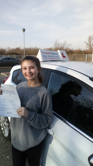 Well done Alicia for passing at your 1st attempt with our driving school.