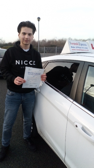 Daniel passed at his 1st attempt. He left a review for 1week2pass 'MUSTAPHA INSTRUCTOR Mus supported me throughout my driving journey experience. Taught me the skills necessary to pass on my first time with only 3 minors and just 10 hours of practice. Made me feel comfortablein driving in any condition. Thanks Mus'