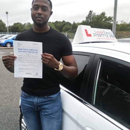 Kelvin left a review on Google 'Thank you so much to Mustafa from 1week2pass, an amazing instructor who is patient and knows what he is doing. He got me to pass my driving test with only 2 minors. Mustafa is also a very flexibile instructor and I would highly recommended him'