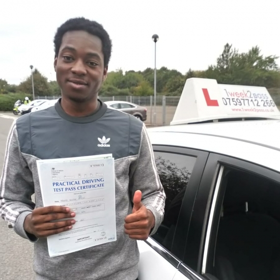 Another 1st time pass for 1week2pass driving school. Thierry left a review on Google 'Great Experience instructor Muss was fantastic I recommend him'