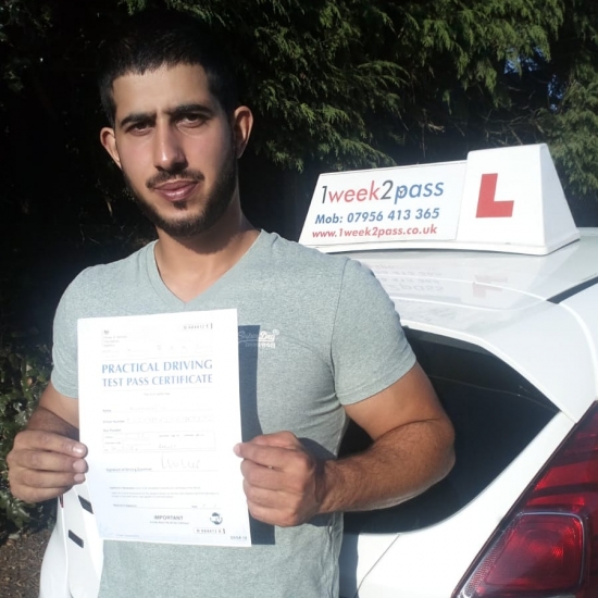 1week2pass is proud to say that we have another 1st time pass. Congratulations Alexandros. He left a review on Google 'Mr.Moustafa highly recommend top instructor!