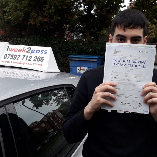 Ibrahim passed at Enfield test centre