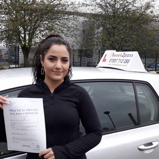 Congratulations to Helia on passing her test with 1week2pass at her 1st attempt