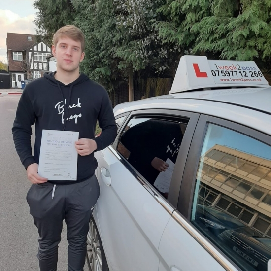 Matthew passed at his 1st attempt in Barnet with our driving school. He left a review on Google for our driving school 'very professional, passed first time thanks to the great instructor. highly recommend'